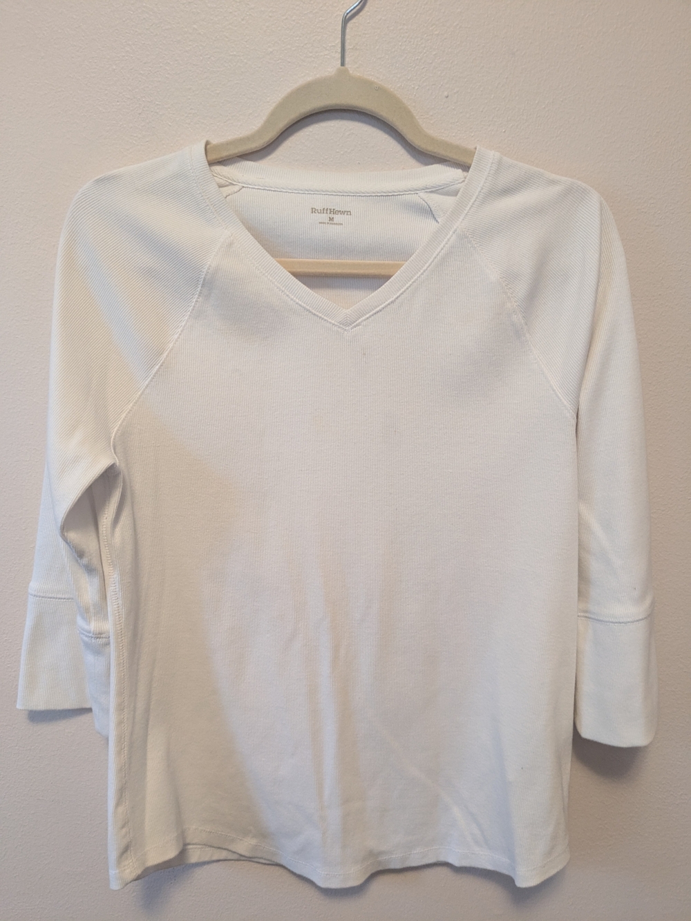 Ruff Hewn White V-Neck Women's Top